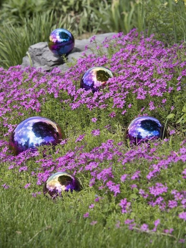 Purple Blooms With Mirrored Spheres