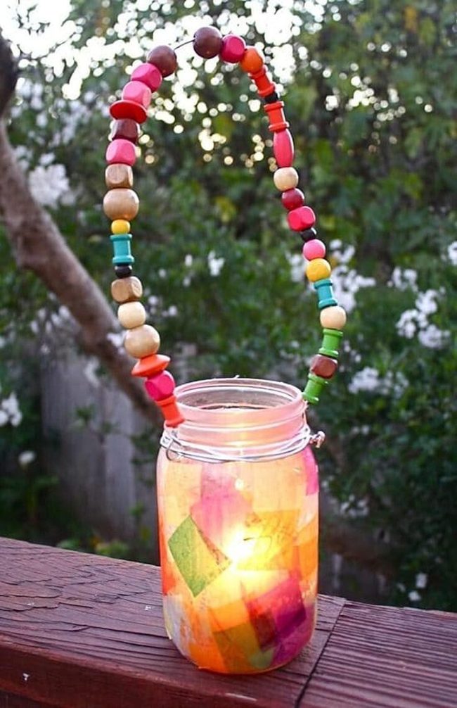 Beaded Glass Jar Lanterns