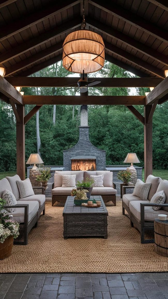 Stone Patio Fire Pit Setup