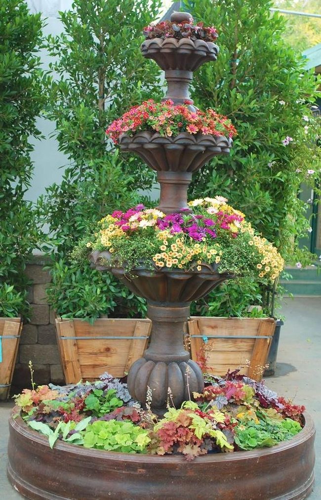 Tiered Pink And Purple Flower Display