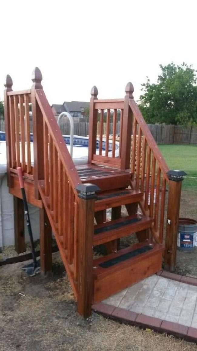 Wooden Pool Stairs, Budget-Friendly Style
