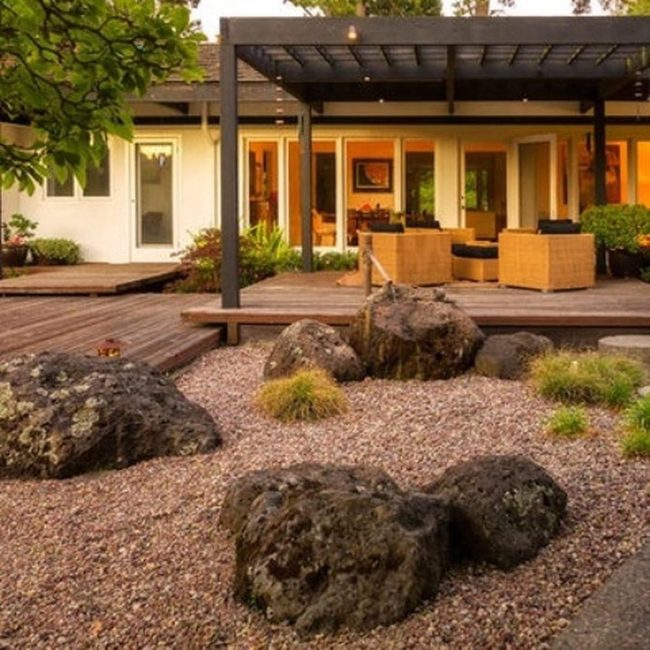 Wood Deck Oasis With String Lights