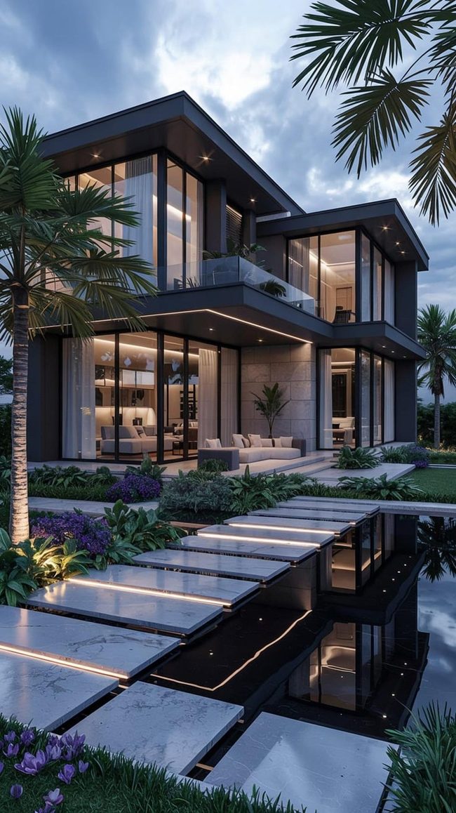Dark Charcoal Exterior With Warm Wood