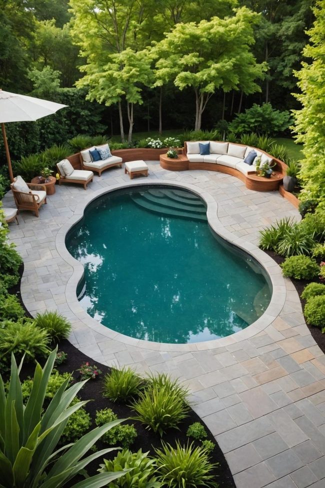 Curved Deck with Integrated Planters