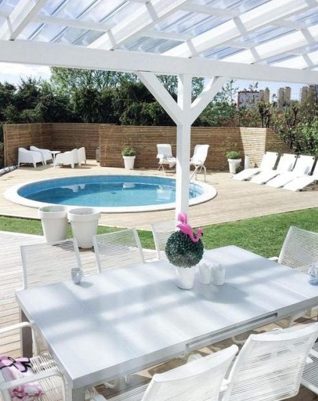 Sunny Wooden Deck Pool Retreat