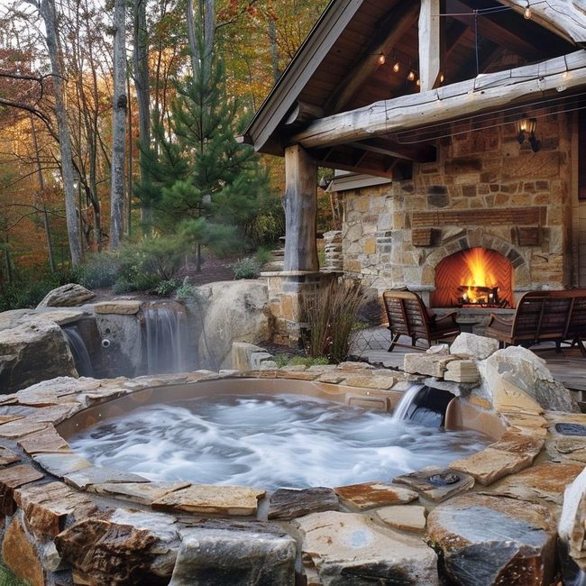 Glowing Fire Pit Seating Area