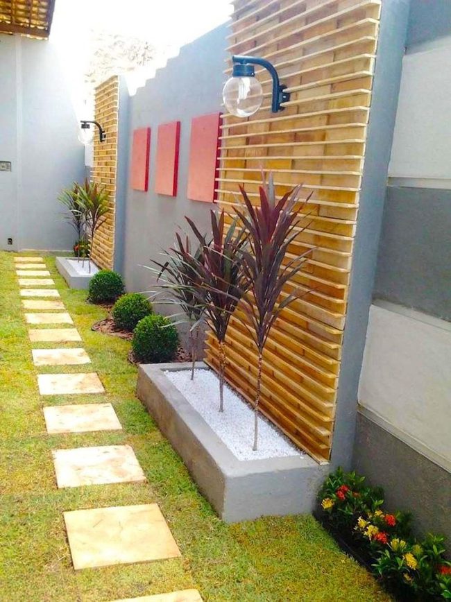 Vertical Plants With Wooden Slats