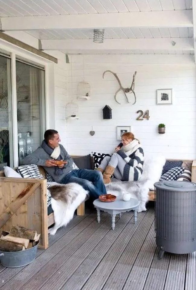White Wood Porch Gathering Space