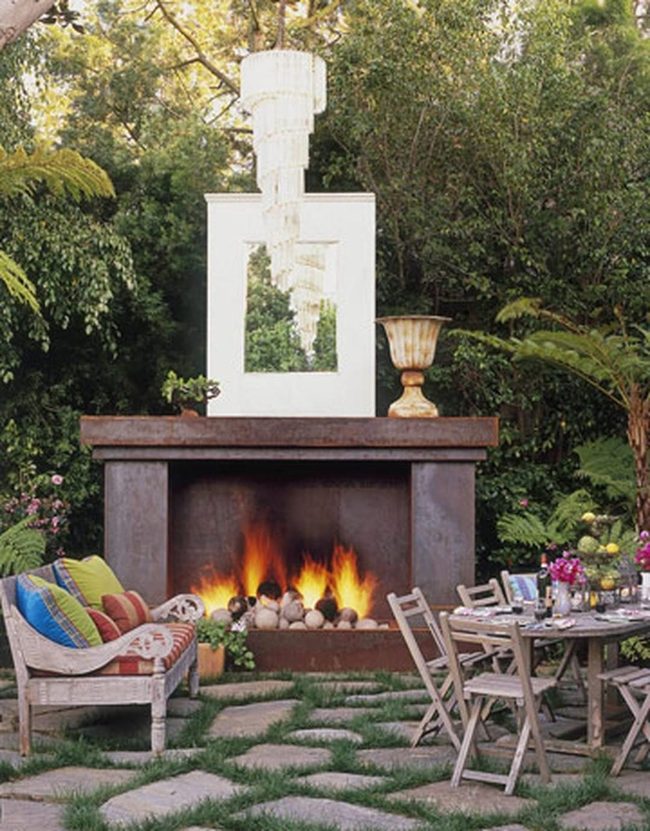 Firelit Stone Gathering With Living Walls