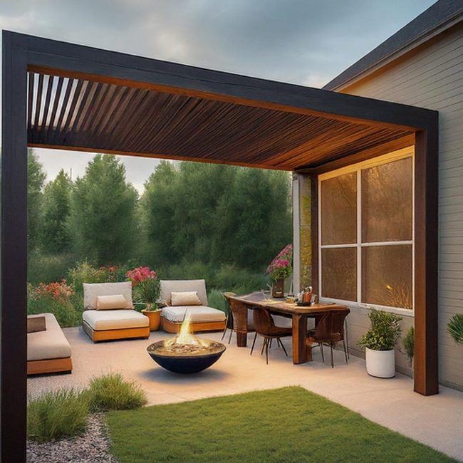 Wooden Pergola Landscape Room Division