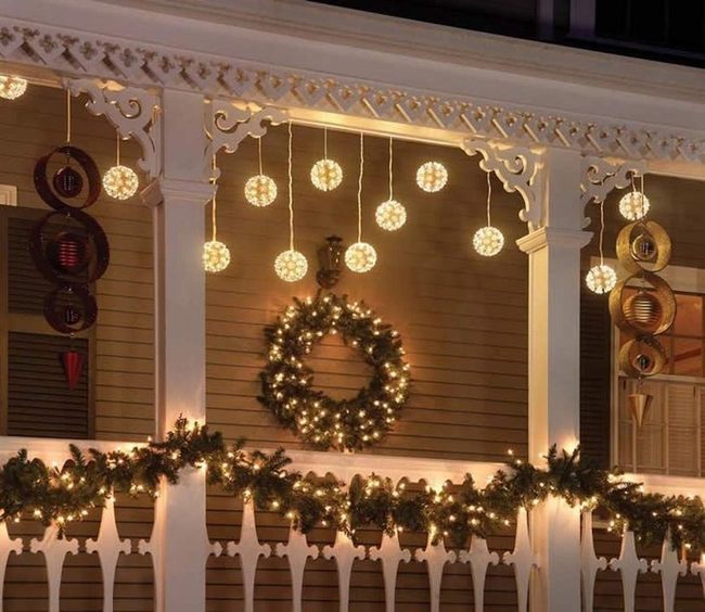 Golden Orbs Light Welcoming Porch