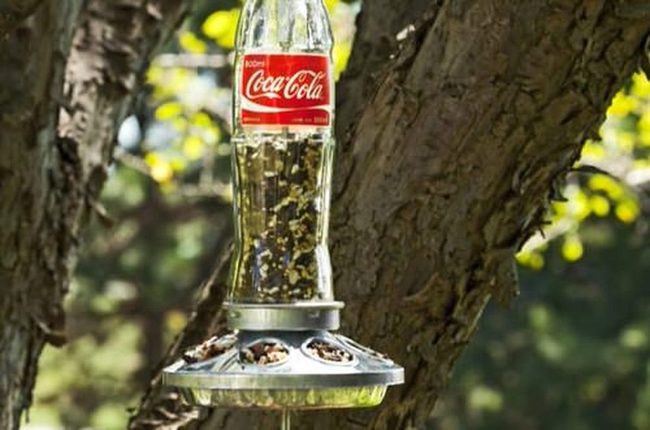 Glass Bottles Into Bird Feeders