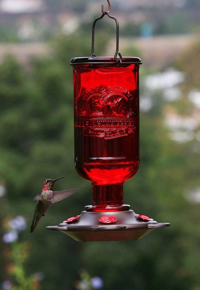 Red Glass Hummingbird Feeders