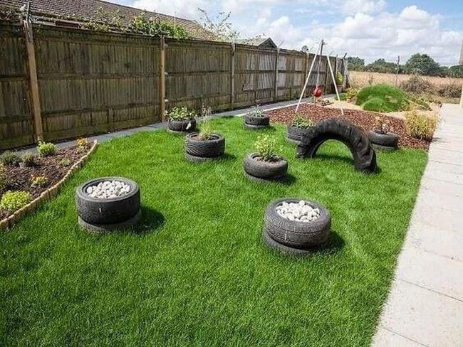Tire Planters And Pathway Lights