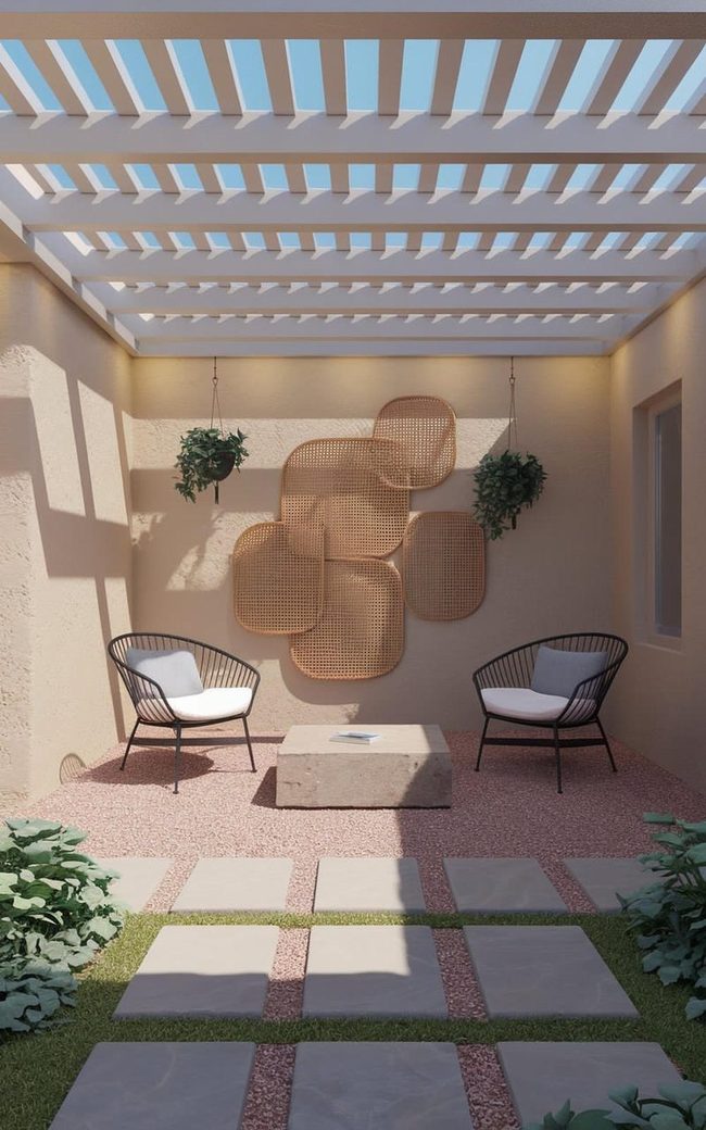 Pea Gravel Patio Glowing Pathways