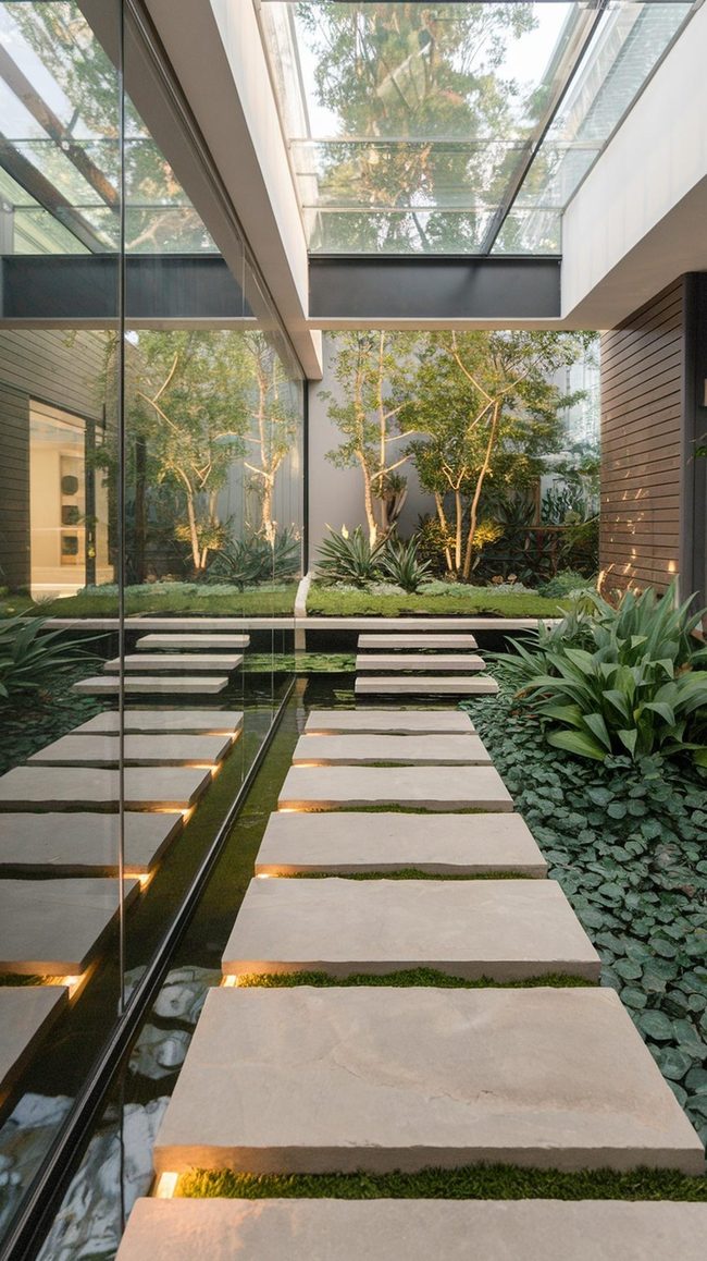 Glass Walls Meet Floating Water Steps