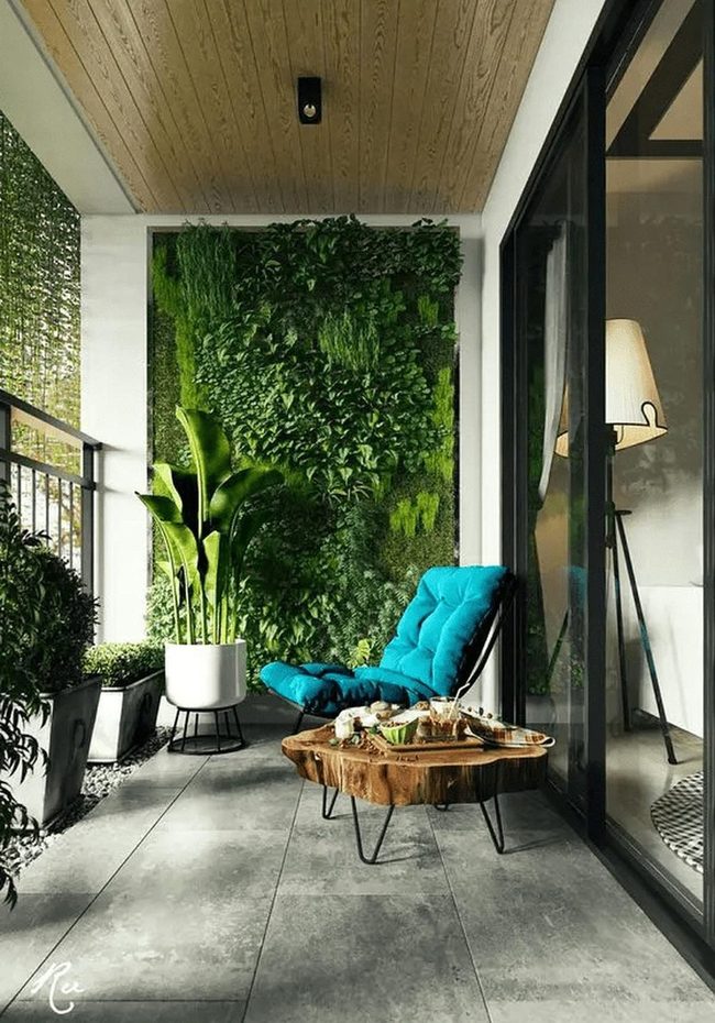 Blue Cushioned Corner Among Green