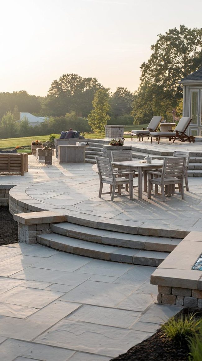 Flagstone Patio With Flowing Water