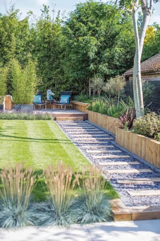 Gravel Paths Through Lush Bamboo Garden