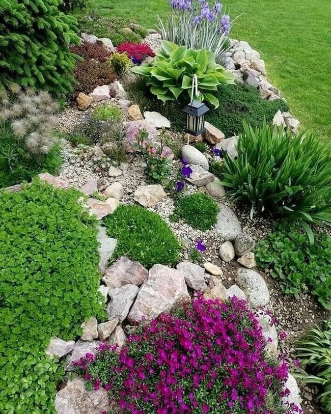 Stone, Blooms, And Layered Green