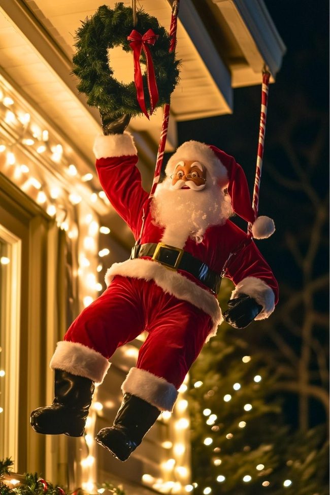 Suspended Santa Climbing Display