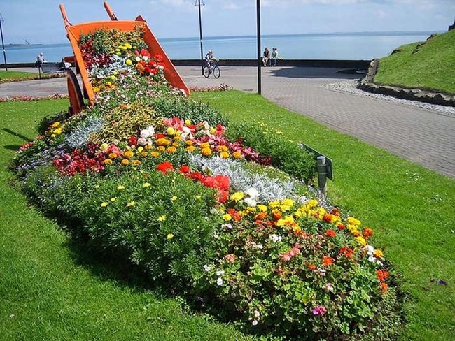 Weathered Cart Bursting With Cascading Blooms