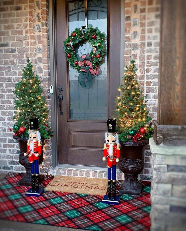 Nutcracker Sentries, Evergreen Lights, Festive Entry