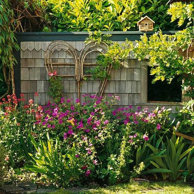Wooden Heart Trellis With Climbing Roses