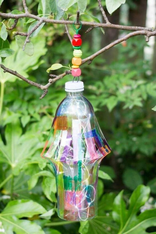 Colorful Bottles Garden Display