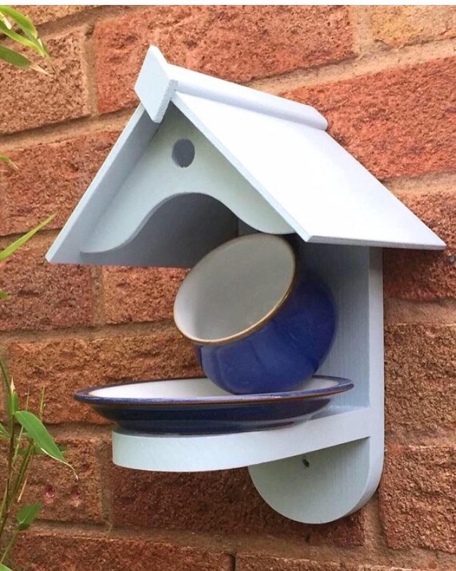 Tilted Teacup Bird Feeder