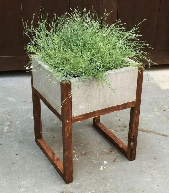 Concrete Planter With Cascading Green