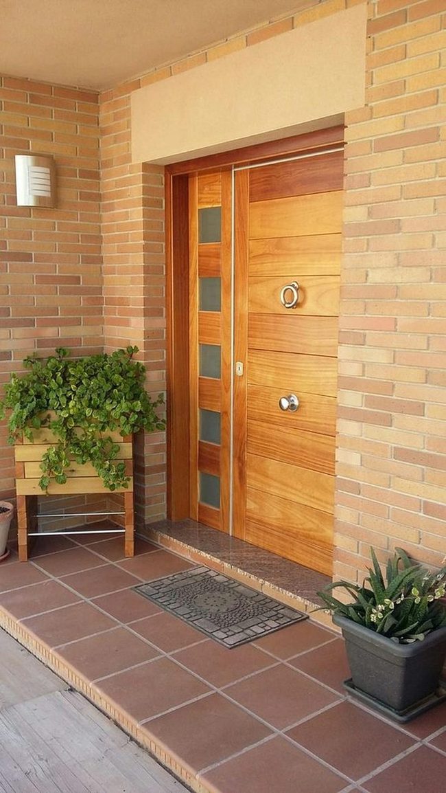 Light Brown Brick Entrance With Greenery