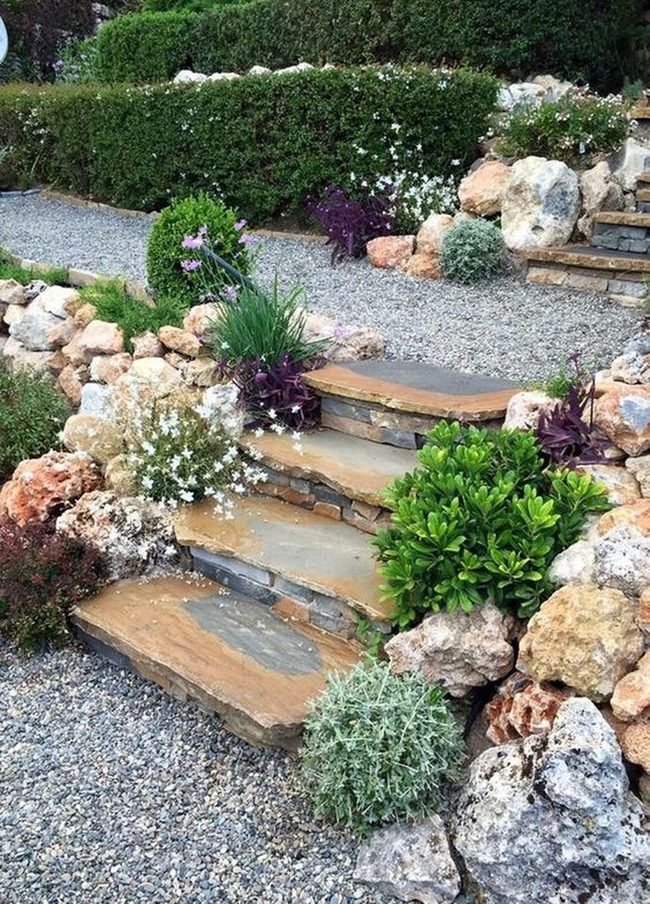 Curved Stone Path Through Purple Blooms