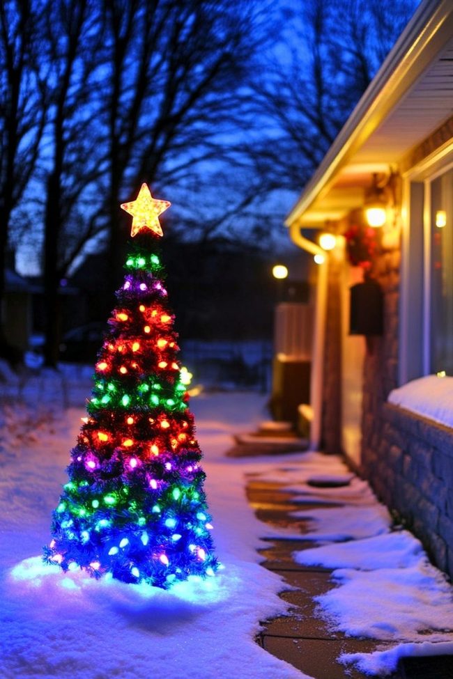 Open-Air Stick Tree With Lights