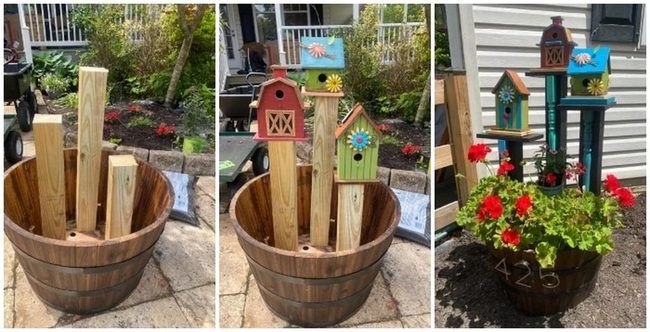 Weathered Whiskey Barrel Planter