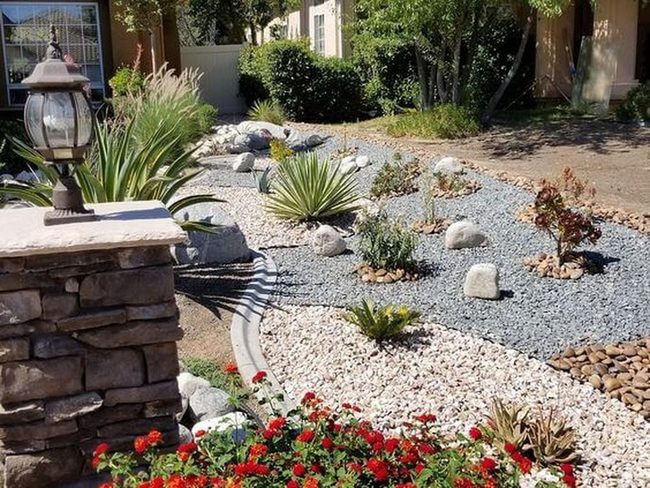 Gravel Path Through Flowering Garden