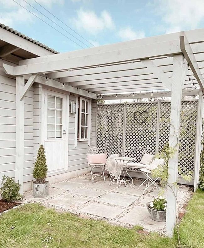 Gray Painted Wood Pergola Retreat
