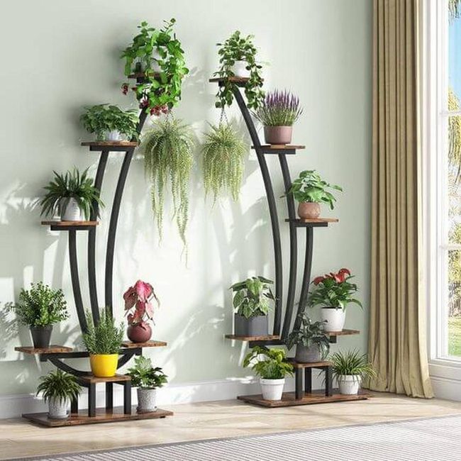 Black Metal Plant Ladder Shelves
