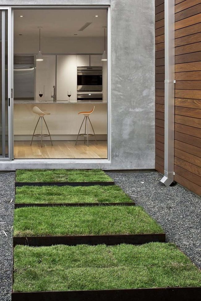 Green Sod Path With Metal Edges