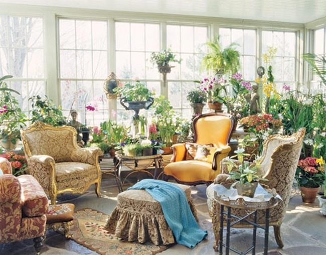 Sunlit Green Room With Antique Chairs