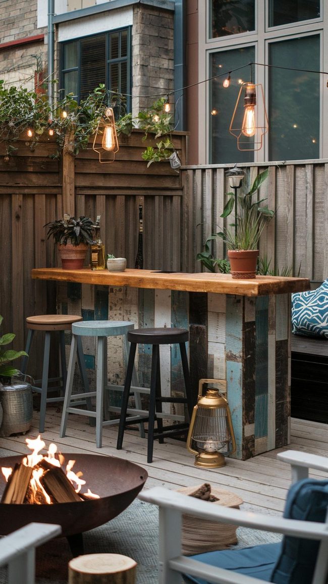 Cozy Backyard Reclaimed Teak Bars