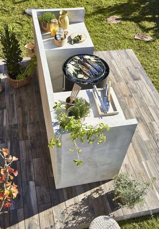 Charcoal Grills Concrete Counters Outdoor Kitchen