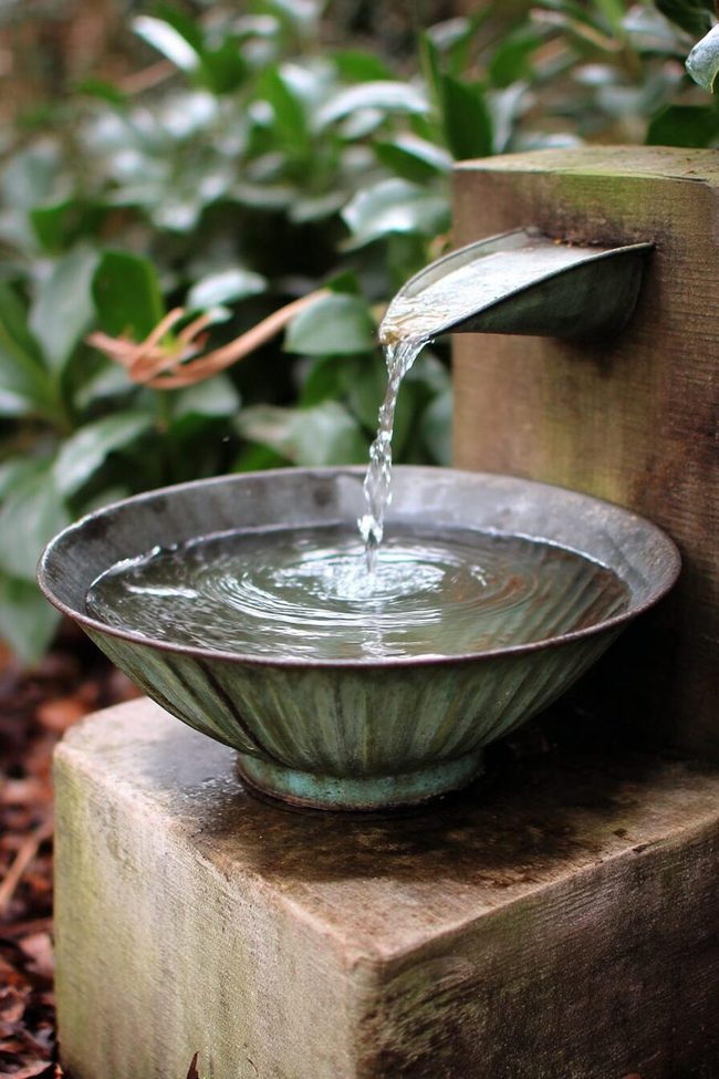 Aged Porcelain Sink Bird Bath