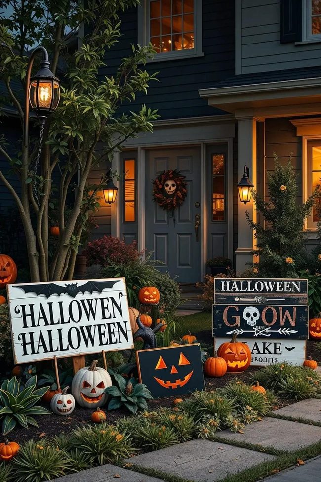 Black Typography Halloween Lawn Statement