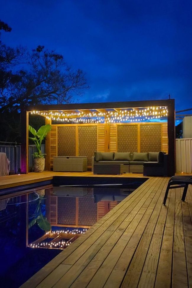 Glowing Fiberglass Pool With Ironbark Deck