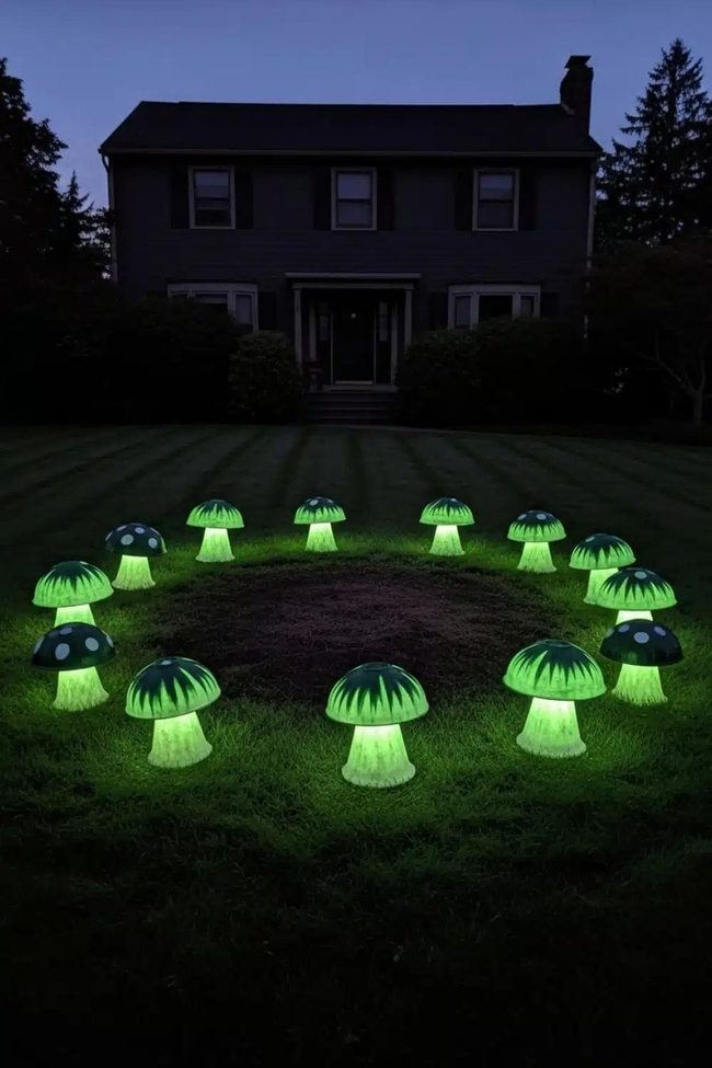Eerie Green Glowing Mushroom Lights