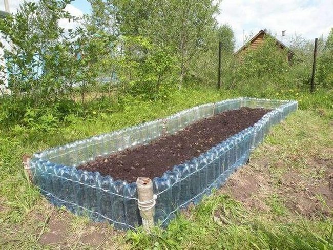 Plastic Bottles Garden Bed Statement