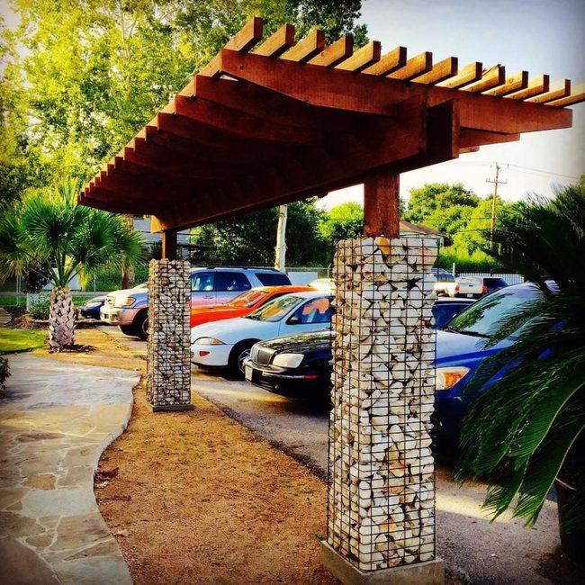 Stone Gabion Pergola Foundation