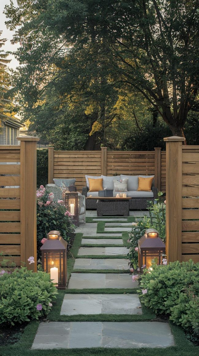 Symmetrical Teak Fence Elegance
