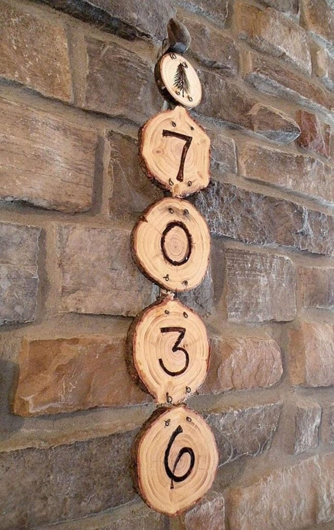 Wood Slice Address Numbers